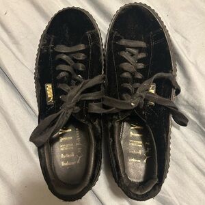 Fenty Puma Women’s Black and Gold Sneakers Size 8